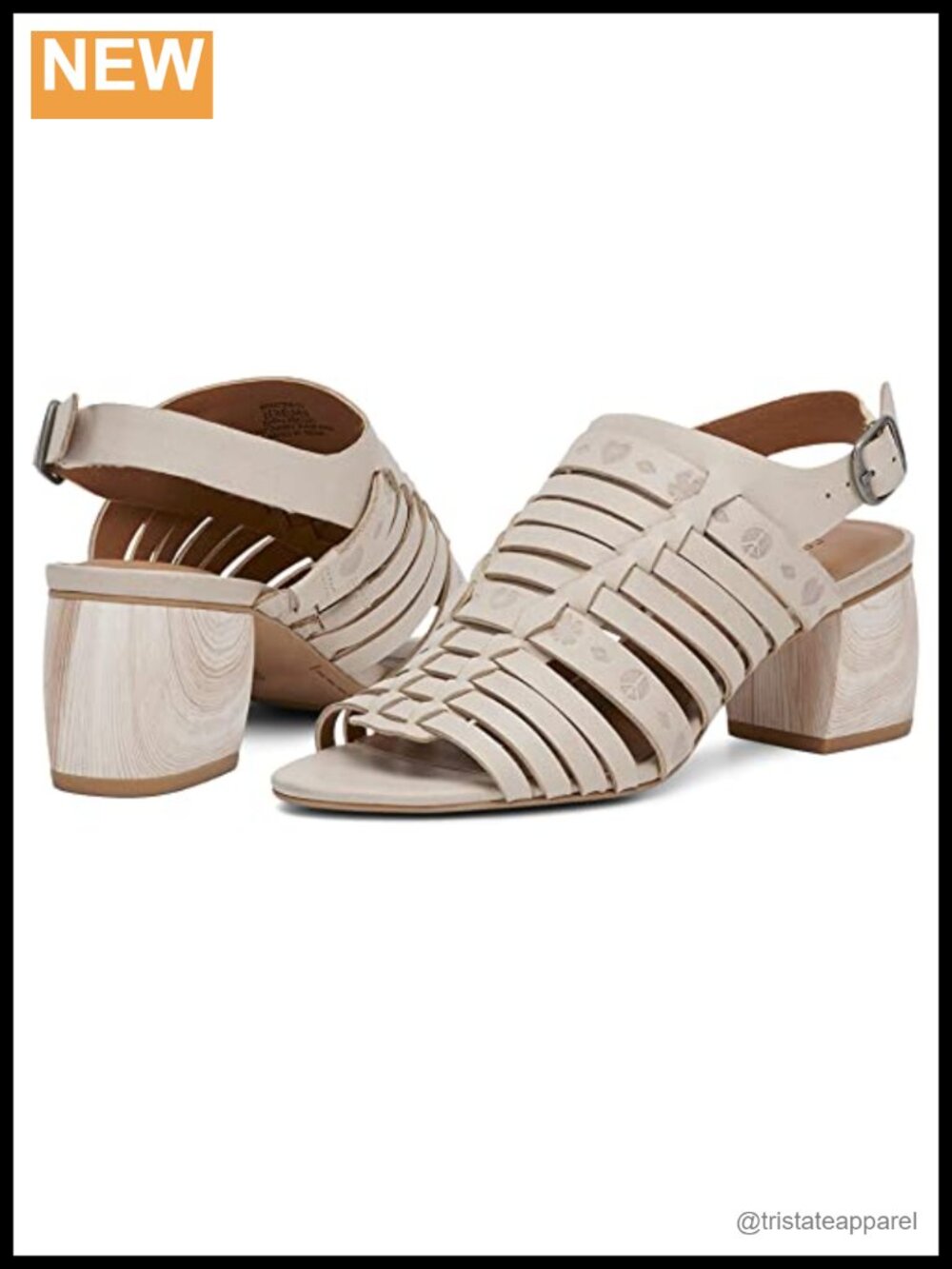 Lucky Brand Leather Block Heel Slingback Sandal Buckle Closure